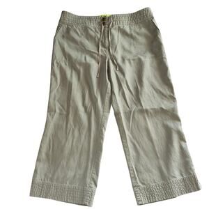 Sigrid Olsen Pants Womens Tan 100% Linen Blend  Capri Front Tie Poet Crop 14 P